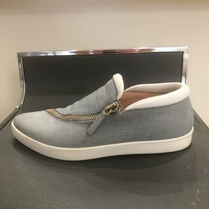 Furla 37.5 Spy Suede Leather Zip Sneakers Blue